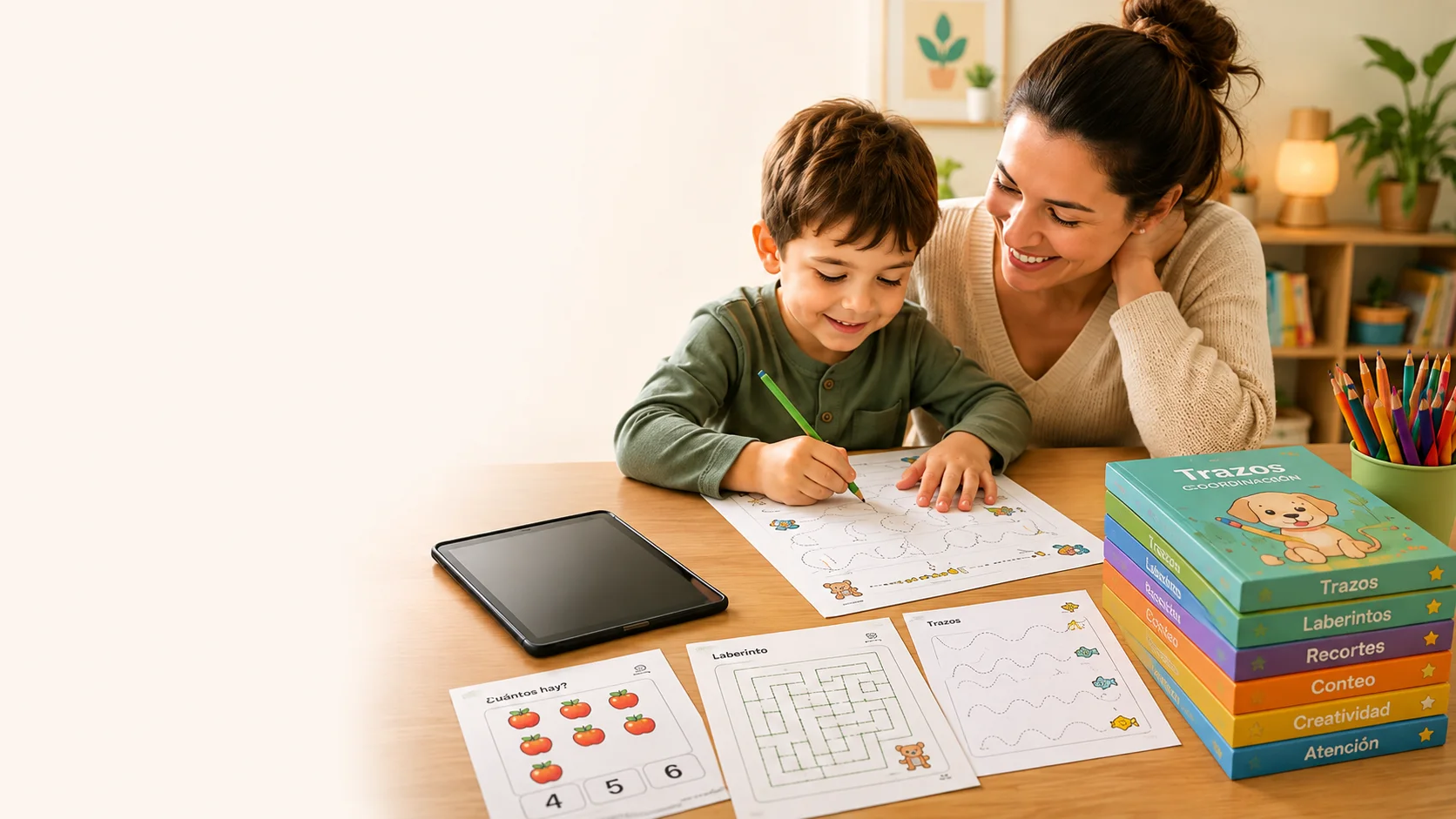 Madre e hijo realizando una actividad Play & Grow